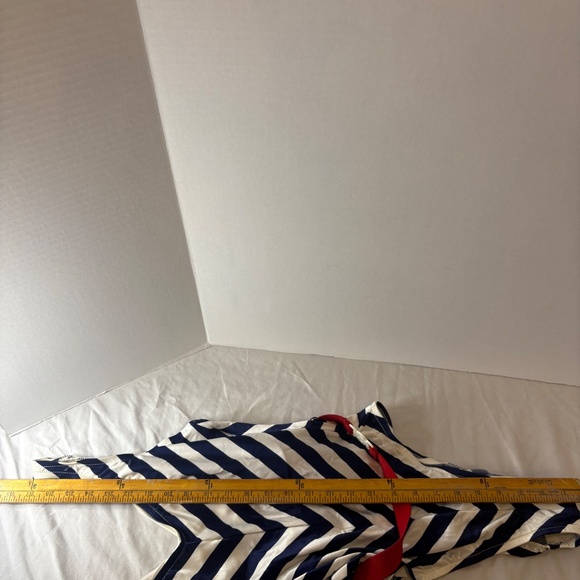 Sun Bound Swimsuit 12 VTG 80s Sears Navy Red White Sailor Belted OnePiece - Picture 7 of 9